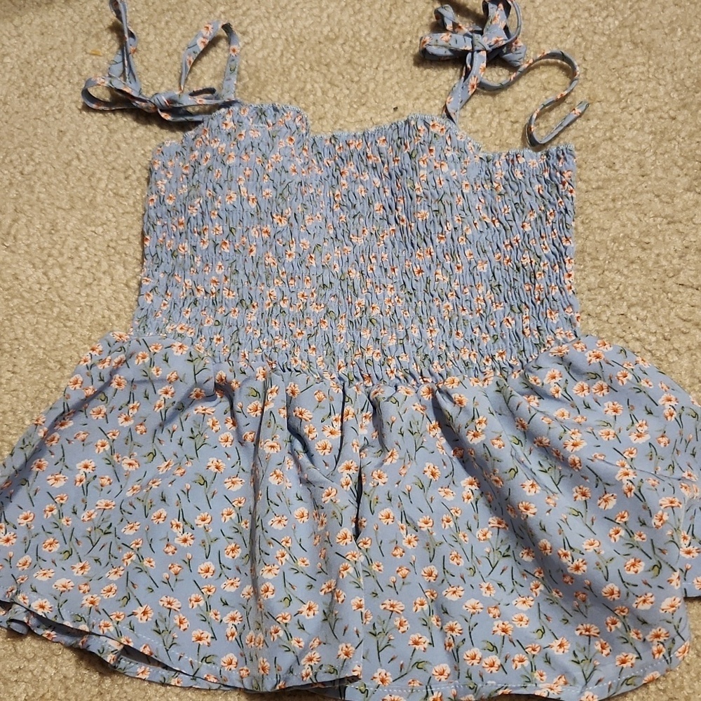 Shein Top Womens Size Xs Floral Ruffel  crop ruffel top Blue Pink